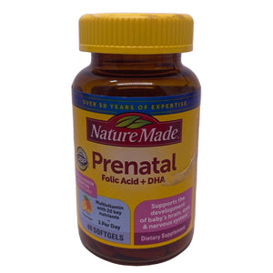 Nature Made Prenatal Folic Acid DHA 60 Softgels Multivitamin New Exp 07/27