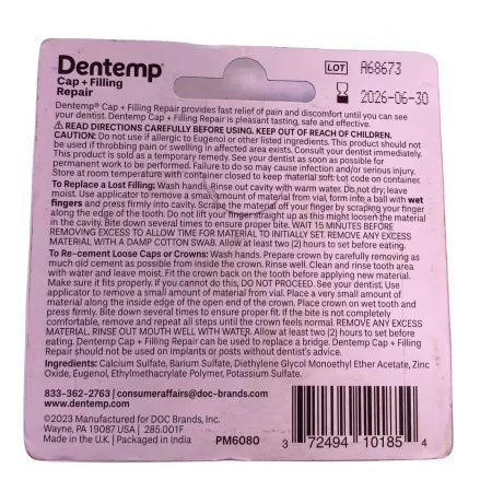 Dentemp Maximum Strength Cap + Filling Repair - Temporary Dental Repair