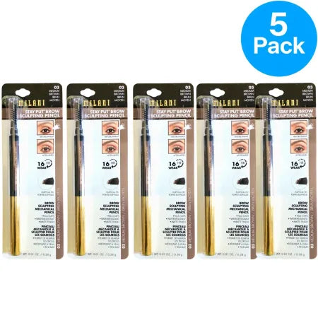 Milani Brow Pencil 16 HR Wear 03 Medium Brown (5 Pack)