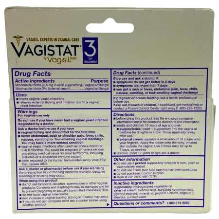 Vagistat 3 Day Treatment Antifungal Combo (2 Pack) EXP 03/26 New