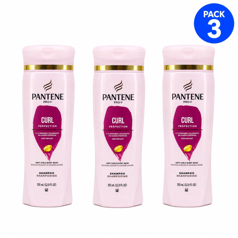 Pantene Pro-V Curl Perfection Shampoo No Harsh Stripping 12.0 fl oz 3 Pack New