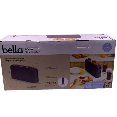 Bella 2-Slice Slim Toaster Fits-Anywhere Kitchenware 1 Pack NEW (Box Damaged)