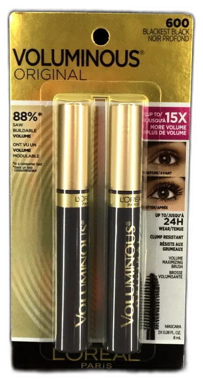 L'Oreal Paris Voluminous Mascara 600 BLACKEST BLACK NOIR PROFOND Pack of 6 New