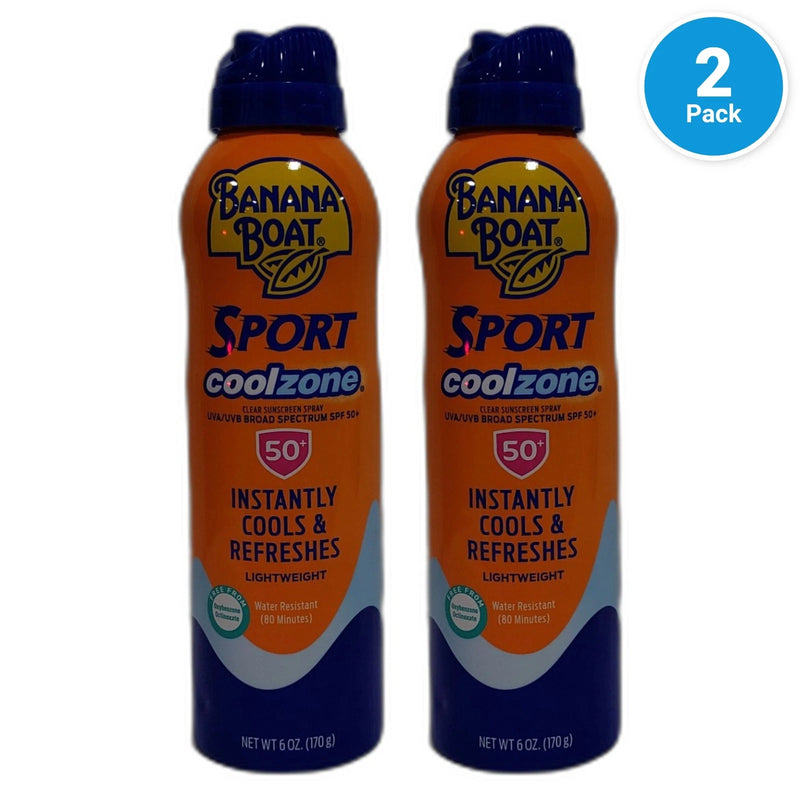 Banana Boat Sport Cool Zone SPF 50 Clear Sunscreen Exp 05/27 Pack of 2 New