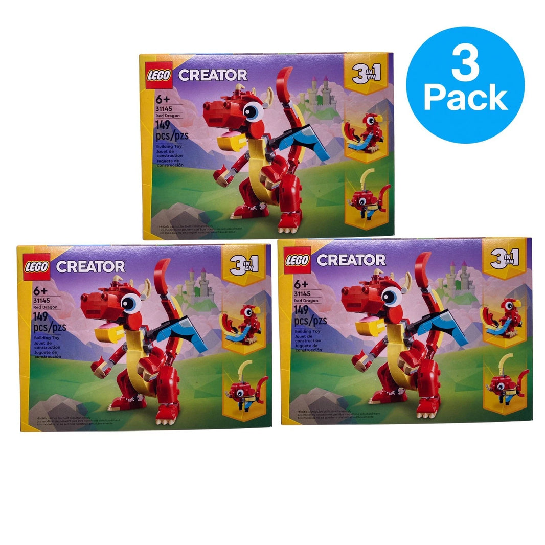 LEGO Creator Red Dragon 3-in-1 Building Set 31145 3 Pack New