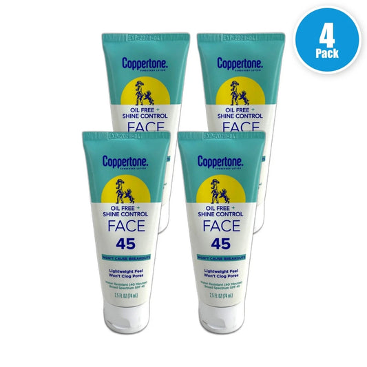 Coppertone Oil Free Shine Control SPF 45 Lotion Exp 04/28 Pack of 4 New