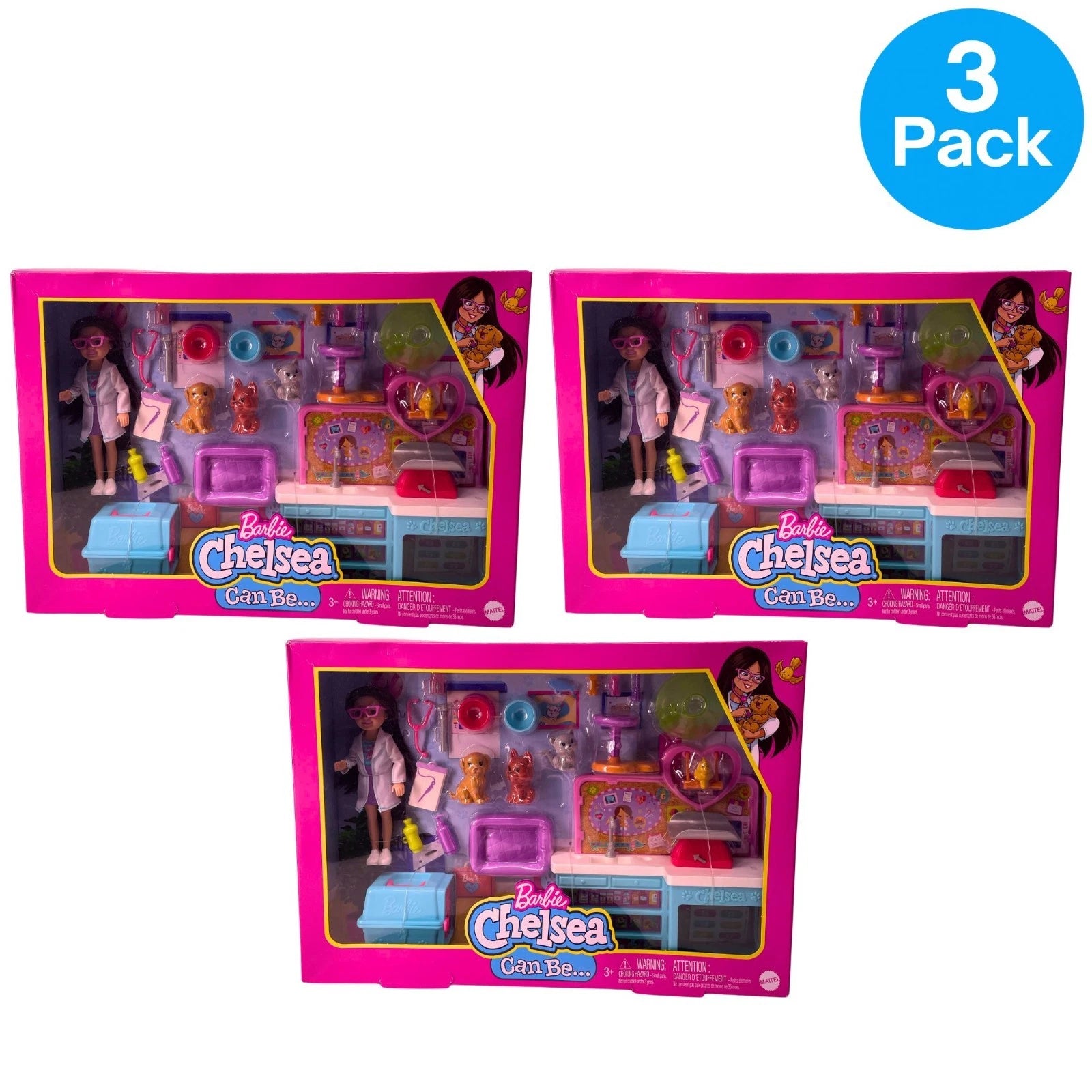 Barbie Chelsea Can Be Pet Vet Playset 3 Pack New