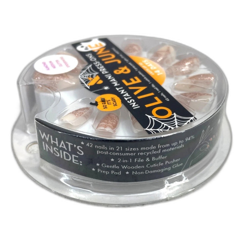 Olive & June Instant Mani Press-Ons Glitter Spiderwebs Gel Pack of 5 New