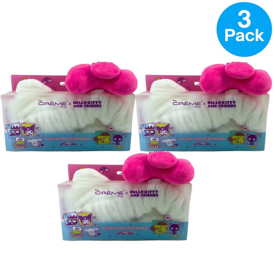 The Crème Shop x Hello Kitty - Friends Plush Spa Headband White Pink Bow 3 Pack