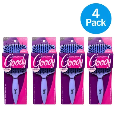 Goody Strength & Shine Black Castor Oil Infused Paddle Brush 4-Pack set in black