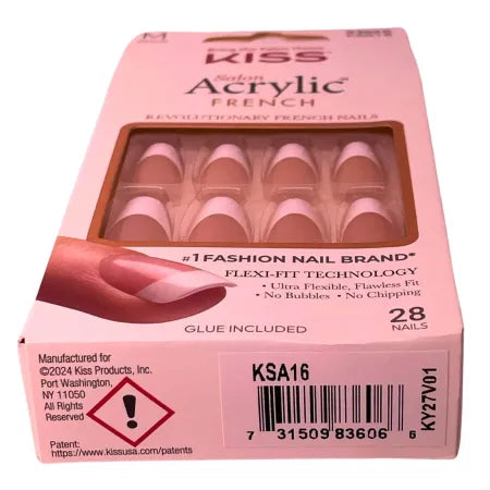 KISS Salon Acrylic French Nails KSA16 Medium Length 28 Count 2 Pack (56 Nails)