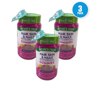 Nature's Truth Hair Skin Nails Biotin Gummies 240 Total Exp 07/27 Pack of 3 New