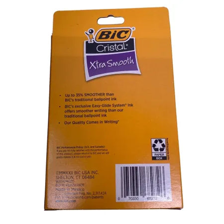 BIC Cristal Xtra Smooth Ballpoint Pens Blue Ink 1.0mm 10ct 6 Pack New