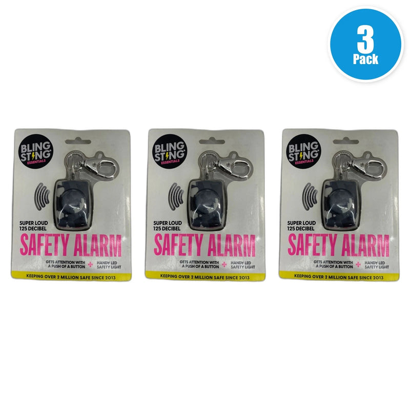 Bling Sting Safety Alarm Super Loud 125 Decibel Black Grey Camo Pack of 3 New