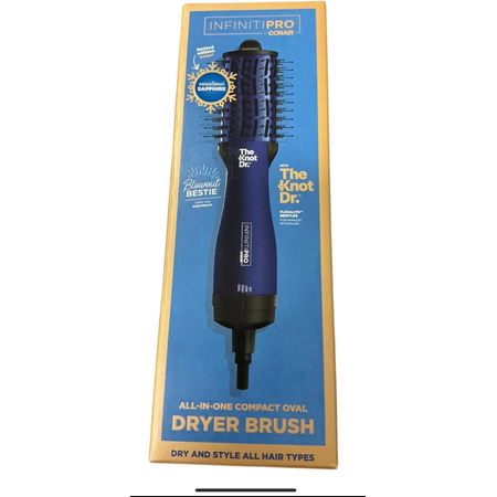 Infiniti Pro by Conair The Knot Dr All-in-One Compact Oval Hair Dryer Brush, Sapphire, 700 Watts 1