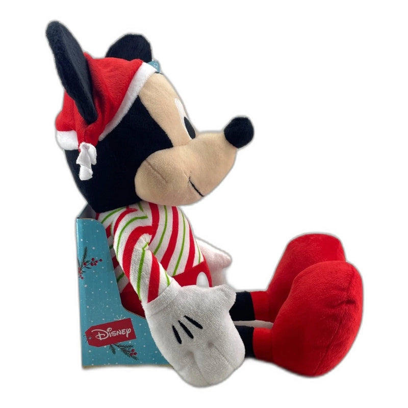 Disney Mickey Mouse 19 in Christmas Plush Stuffed Animal Red Santa Hat New