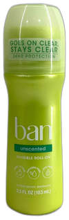 Ban Invisible Antiperspirant Deodorant Roll-On Unscented Exp 04/27 Pack of 5 New