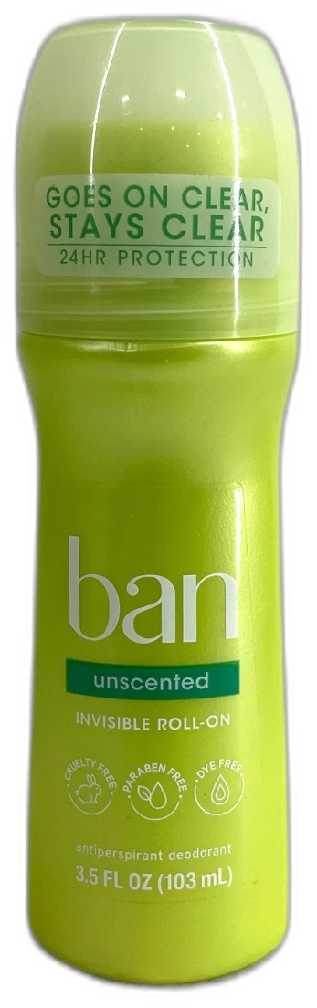 Ban Invisible Antiperspirant Deodorant Roll-On Unscented Exp 04/27 Pack of 5 New