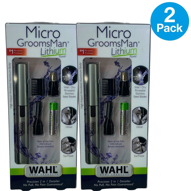 Wahl Micro GroomsMan Lithium Power Ear Nose & Brow Trimmer Anodized Body 2 Pack