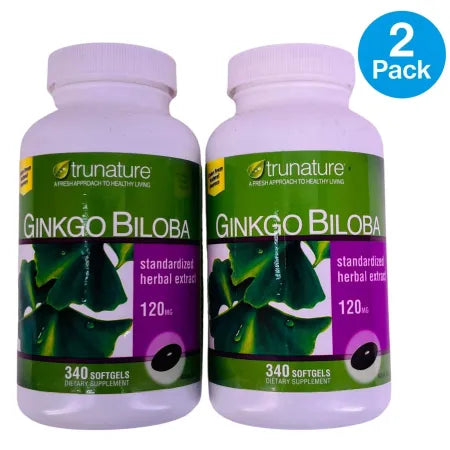 Trunature Ginkgo Biloba 120mg 340 Softgels 2 Pack Exp 02/2027 New