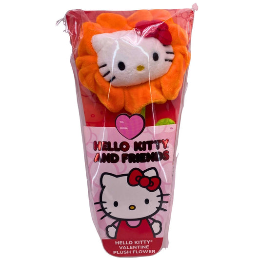 Hello Kitty Valentine plush toy with bendable flower stem by Jazwares