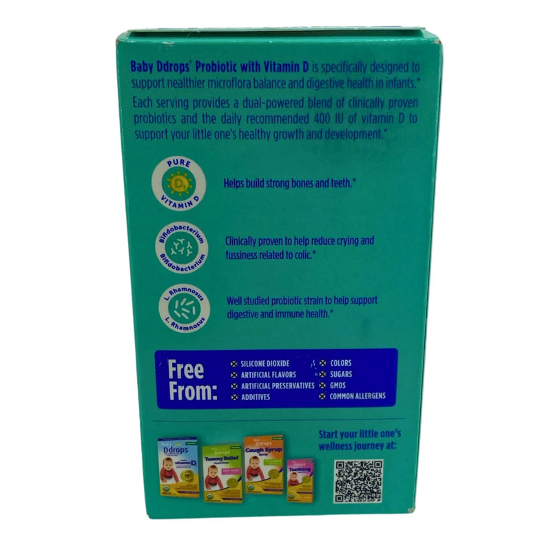 Baby Ddrops Probiotic Liquid Drops with Vitamin D Immune Health 2 Pack Exp 05/27