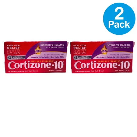 Cortizone 10 Maximum Strength Intensive Healing Itch Relief Cream 1 oz 2-Pack Ne