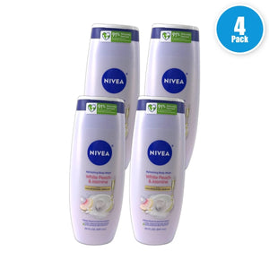 Nivea White Peach Jasmine Body Wash 20oz Nourishing Serum Pack of 4 New