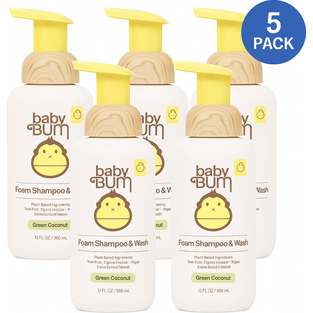Baby Bum Foam Shampoo & Wash Green Coconut 12oz 5 Pack New