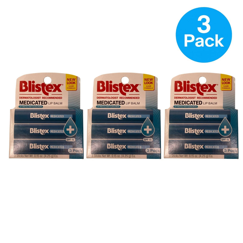 Blistex Medicated Lip Balm SPF 15 3 Stick Pack 3 Pack New EXP 11/27