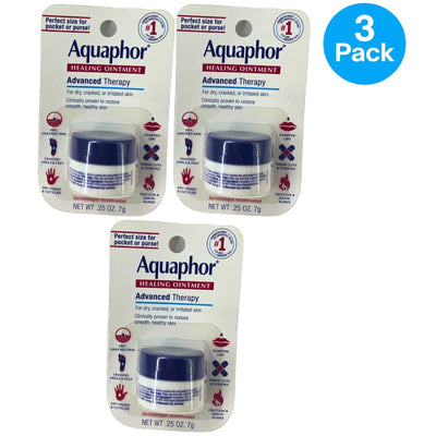 Aquaphor Healing Ointment Advanced Therapy Pocket Size 0.25 Oz Jar 3 Pack New