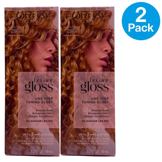 L'Oreal Paris Le Color Gloss One Step Toning Gloss Honey Blonde 4.0oz 2 Pack New