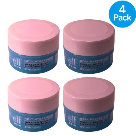 e.l.f. Holy Hydration Makeup Melting Cleansing Balm 0.45oz 4 pack set with hydrating formula for gentle makeup removal
