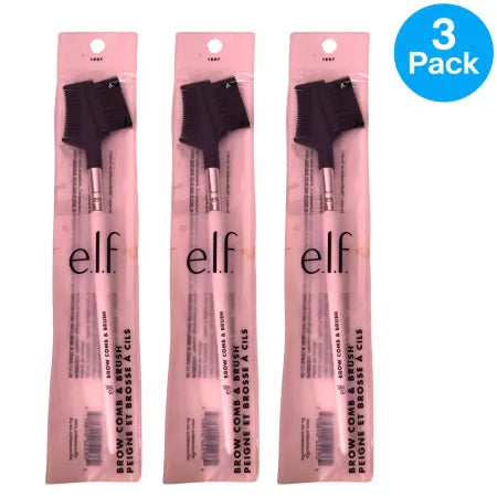 e.l.f Brow Comb and Brush Tool dual-ended grooming set, 3-pack for eyebrow care