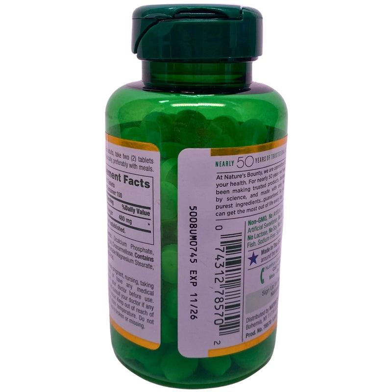 Nature's Bounty Apple Cider Vinegar 480 mg Plant-Based Support 200 Tablets