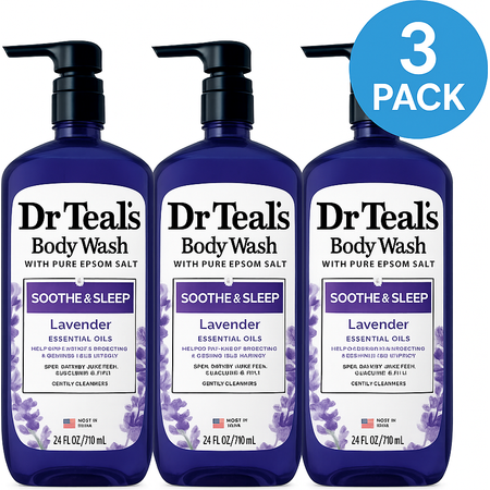 Dr Teal's Body Wash Lavender Epsom Salt 24 oz 3 Pack New