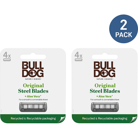 Bulldog Original Steel Blades 4ct Aloe Vera 2 Pack New