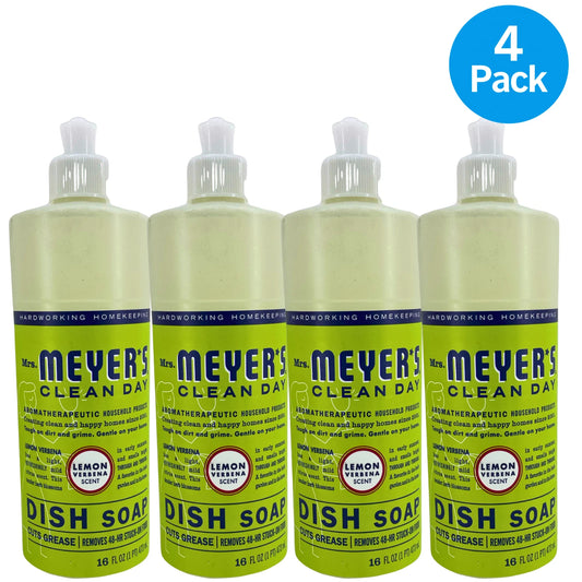 Mrs. Meyer's Clean Day Dish Soap Lemon Verbena Scent 16 oz 4 Pack New
