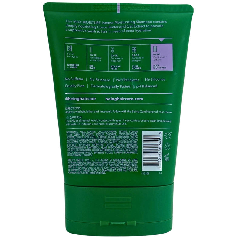 Being Max Moisture Intense Moisturizing Shampoo Cocoa Butter Oat Extract 2 Pack