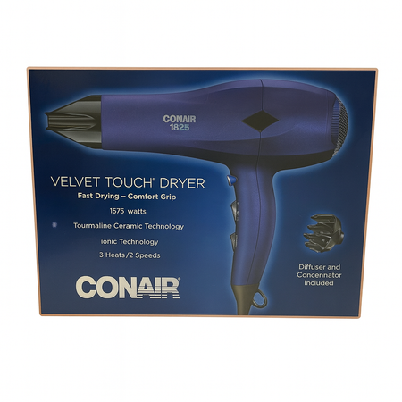 Conair Velvet Touch Hair Dryer 1875W Tourmaline Ceramic 1 Pack New