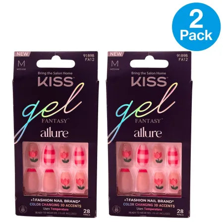 KISS Gel Fantasy Allure Color Changing 3D Accents Medium Nails FA12 2 Pack