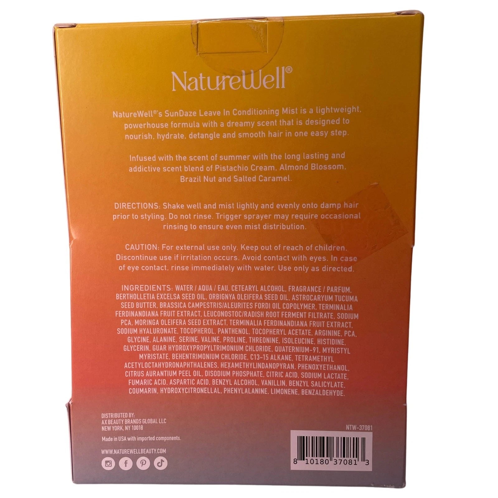 NatureWell SunDaze Leave-In Conditioning Mist 8oz 2 Pack New