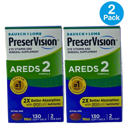 Bausch + Lomb PreserVision AREDS 2 Formula Eye Vitamin 130 Mini Softgels 2 Pack