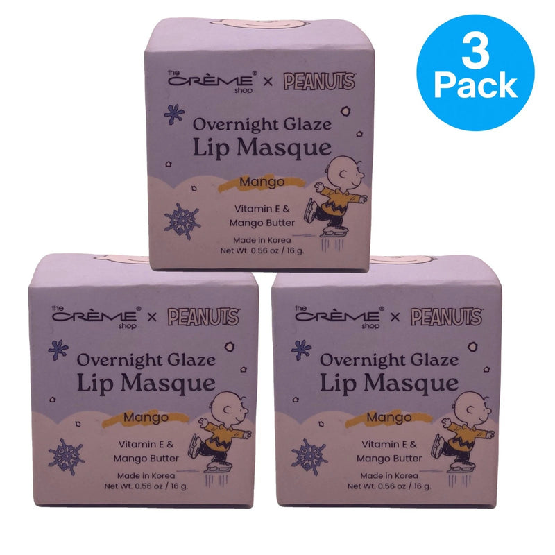 The Crème Shop x Peanuts Overnight Glaze Lip Masque Mango 0.56 oz 3 Pack New