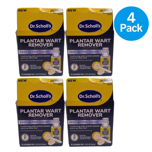 Dr. Scholl's Plantar Wart Remover Liquid 1/3 fl oz 4 Pack New