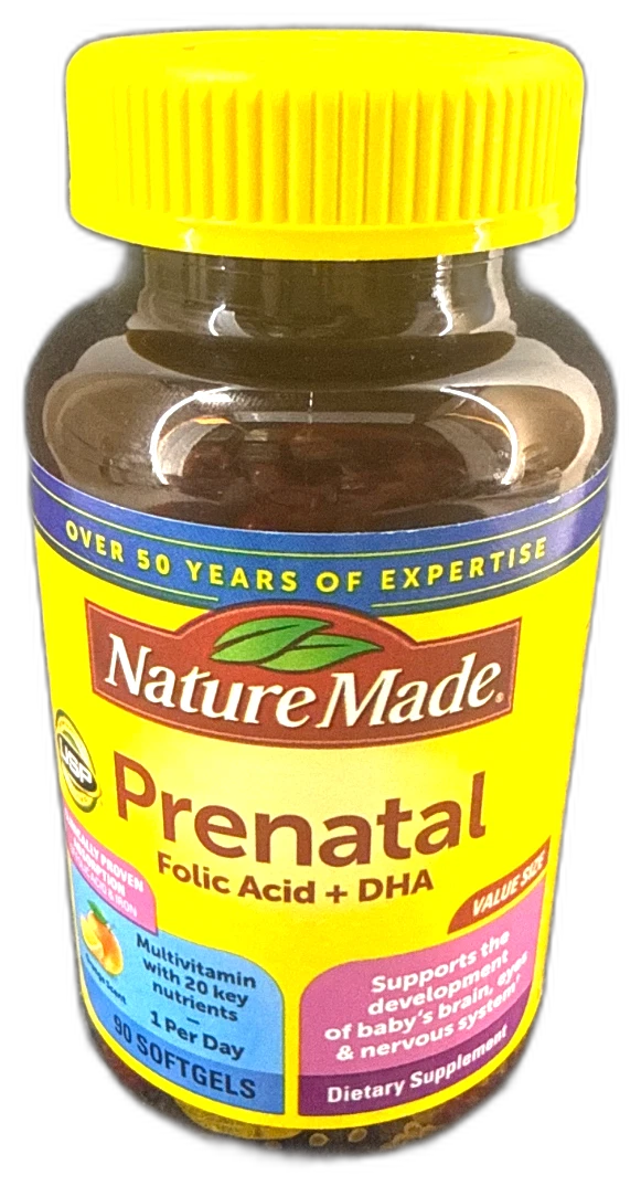 Nature Made Folic Acid DHA Prenatal 90ct 180 Total Exp 06/27 Pack of 2 New