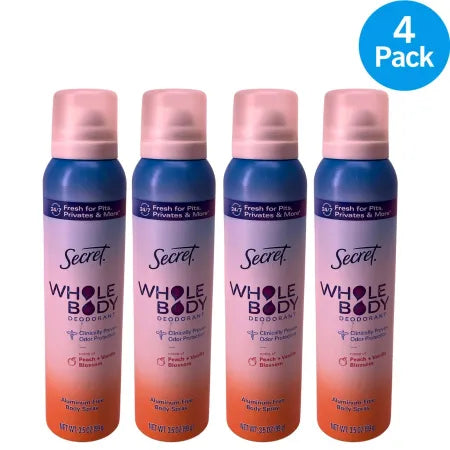Secret Whole Body Deodorant Spray 3.5 OZ 4 Pack New