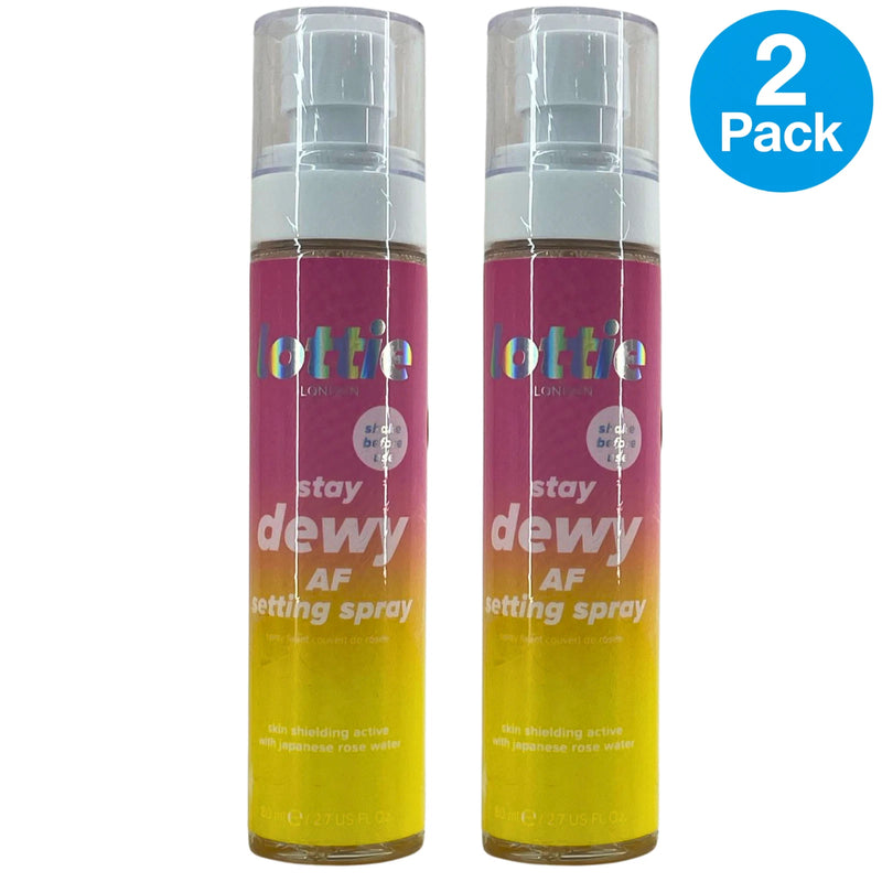 Lottie London Stay Dewy AF Setting Spray Japanese Rose Water 2.7 oz 2 Pack Bundl