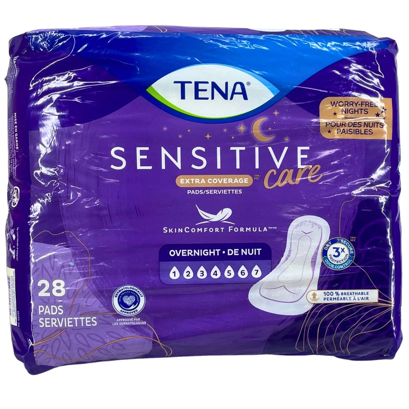 TENA Sensitive Care Extra Coverage Overnight Incontinence 28 Ct 1 Pack New