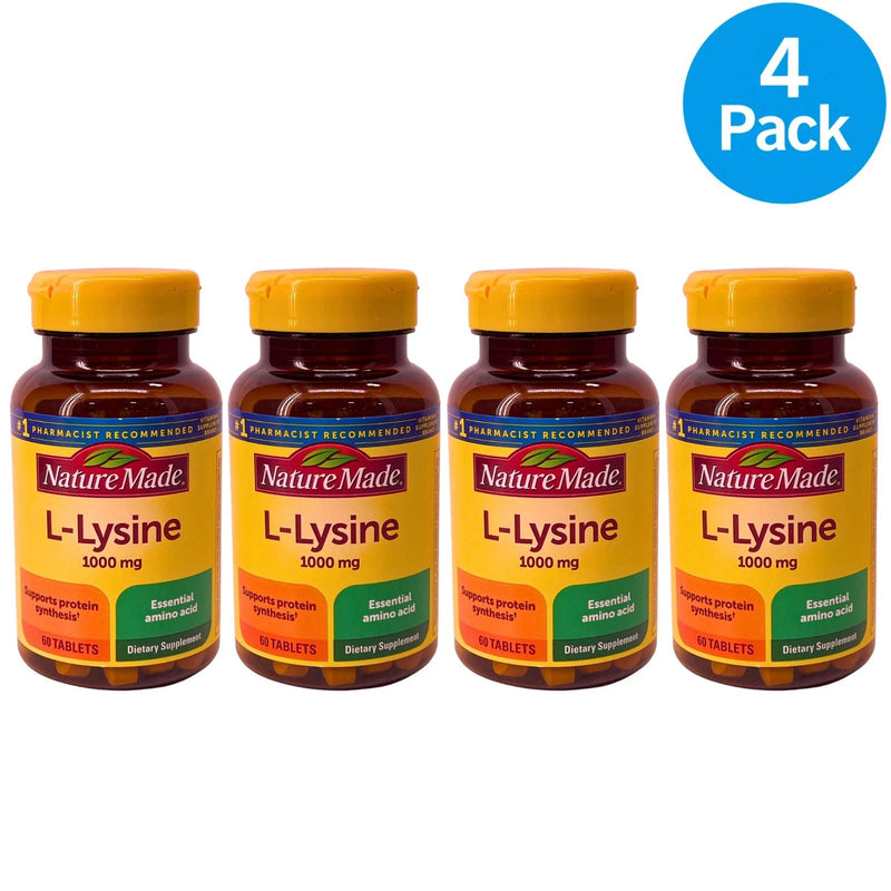Nature Made L-Lysine 1000mg immune support supplement bottles 4 pack
